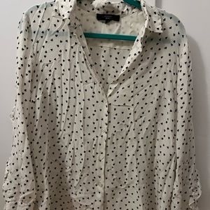 Max Mara White Button Up with Black Pattern